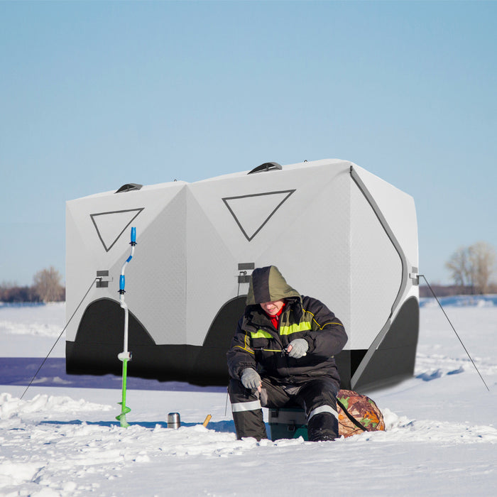 Outsunny 8-person Insulated Ice Fishing Tent, Pop-up, For -22℉, Grey