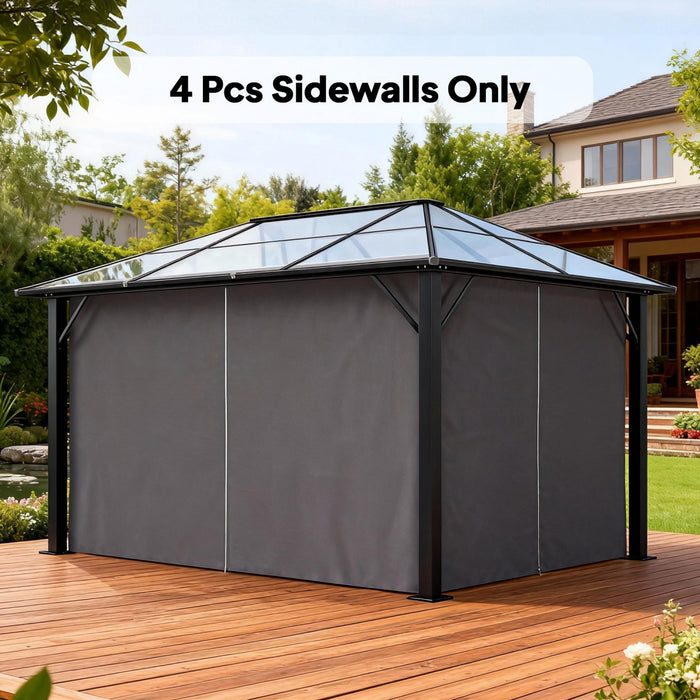 Outsunny 10' x 13' Universal Gazebo Curtains, 4 Panels, Grey