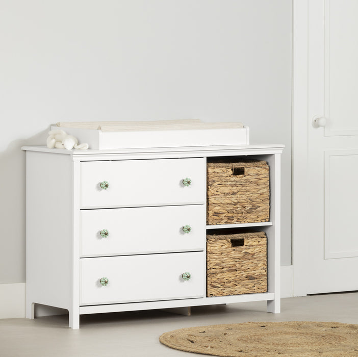 Balka Changing table with removable rim, drawers, and open storage Pure White - South Shore Changing Table