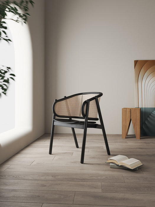 Versailles Industry Chic Wood Accent Armchair in Black and Natural - Set of 2