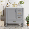 Emerson 30 Inch Bathroom Vanity with Ceramic Sink and Three Drawers, Grey | Emerson Meuble de salle de bain 30 pouces avec vasque en ceramique et trois tiroirs, Gris