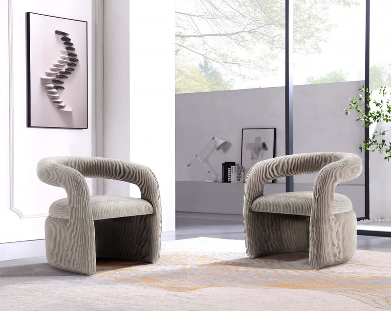 Corvette Mid-Century Modern Velvet Lounge Chair in Dove - Set of 2