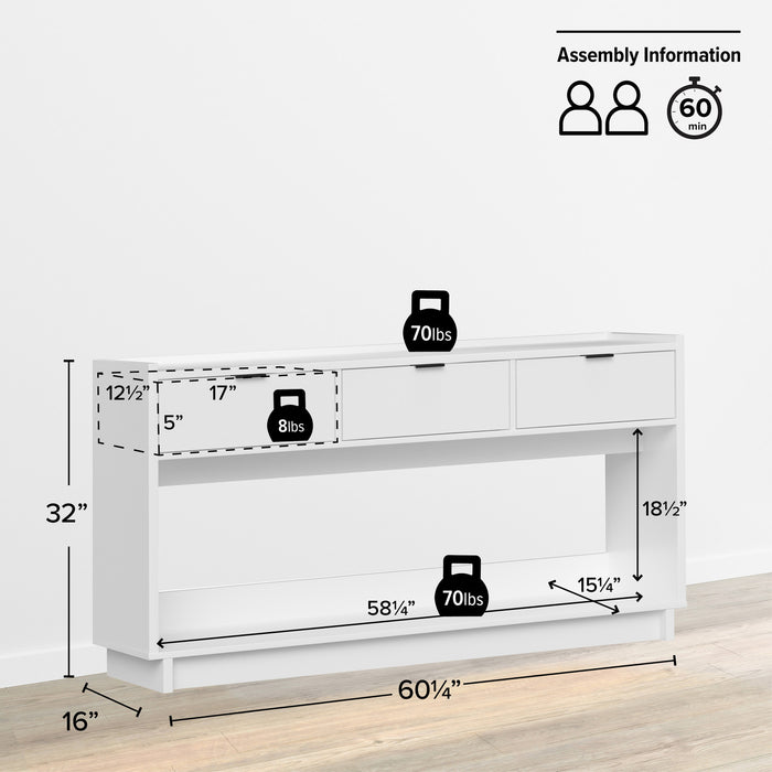 Prepac Simply Modern Buffet Console with 3 Drawers - Black