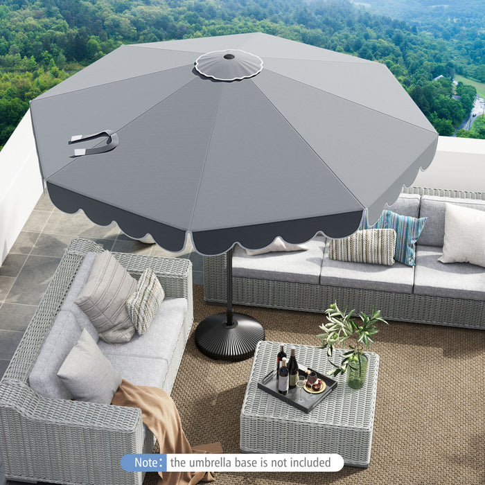 Costway 10 FT Patio Umbrella with Crank Tilt Adjustment Ruffles Vented Top 8 Ribs Gray