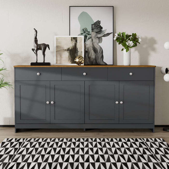 Grace 55.1\" Rustic Wood Buffet Cabinet with Doors and Drawers,Grey Accent Cabinet