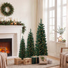 HOMCOM Artificial Pencil Christmas Tree Set of 3, PVC Tips, 3/4/5 ft, Green