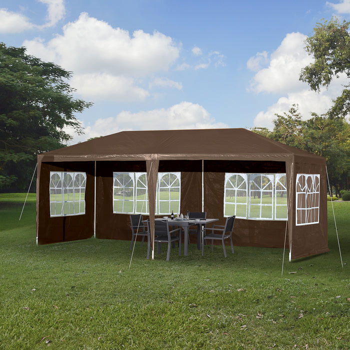 Outsunny 18.7' X 9.4' Party Tent, Portable Folding Wedding Tent, Garden Canopy Event Shelter, Outdoor Sunshade With 4 Removable Sidewalls, Coffee