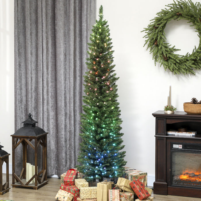 HOMCOM 6ft Christmas Tree with DIY Synchronized LEDs, Xmas Tree, Green