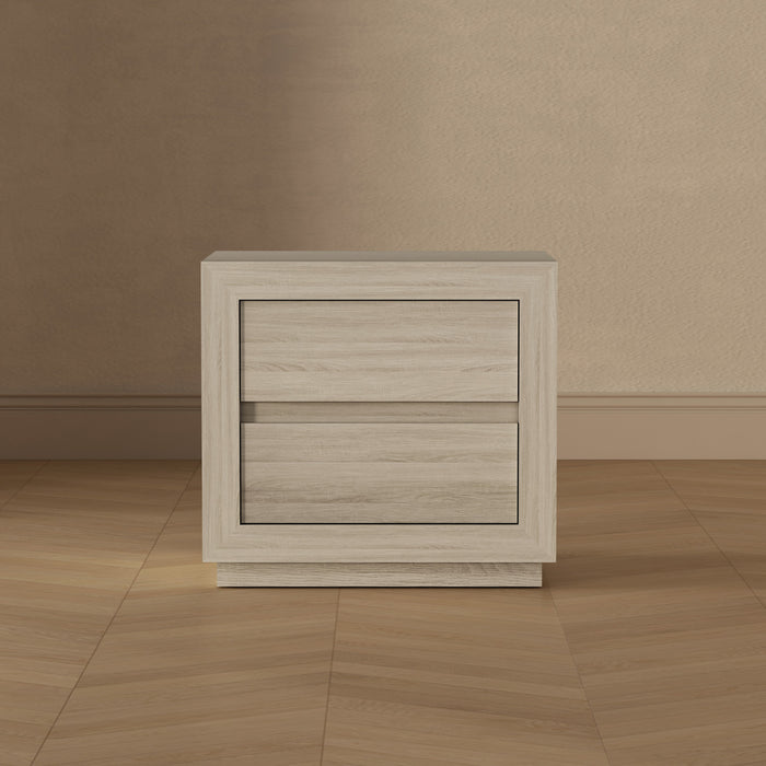 Soren Contemporary 26\" Nightstand in Whitewashed Oak (2-Drawer)