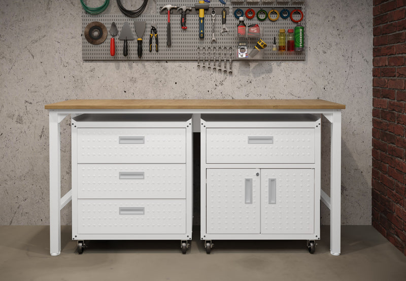Fortress Modern 3-Piece Garage Set in White Garage Storage