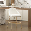 Gracie Modern Metal Upholstered Counter Stool in White and Gold Armoire | Tabouret de comptoir moderne Gracie en metal, rembourre, blanc et or