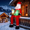 Outsunny Giant Christmas Inflatable Hanging Santa Claus Sitting w/ Reindeer