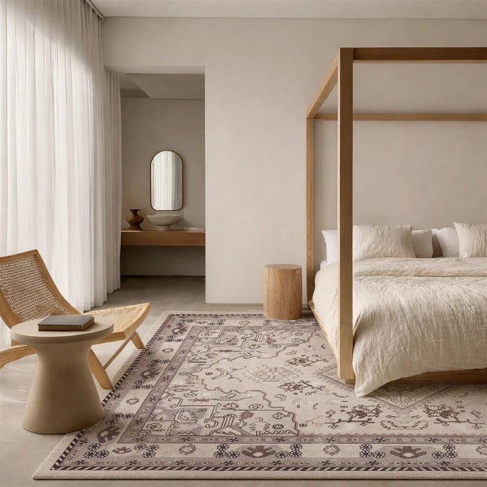 Oriana Traditional Beige Washable Rug 8'0\" x 10'0\" Indoor Area Rug