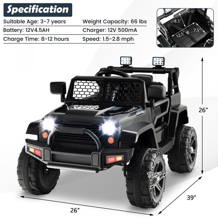 Costway 12v Battery Powered Ride On Truck Electric Kids Ride On Car With Remote Control 4-wheel Vehicle Toy For Boys & Girls