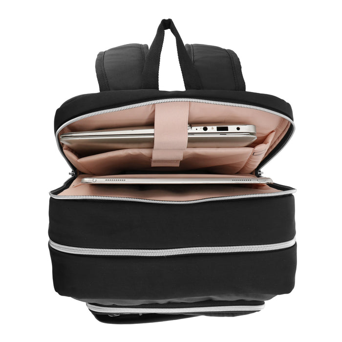 Swissdigital KATY Rose Platinum Backpack – 16\" Laptop Bag, USB Charging, SDD Finder, RFID Protection, Multi-Pockets