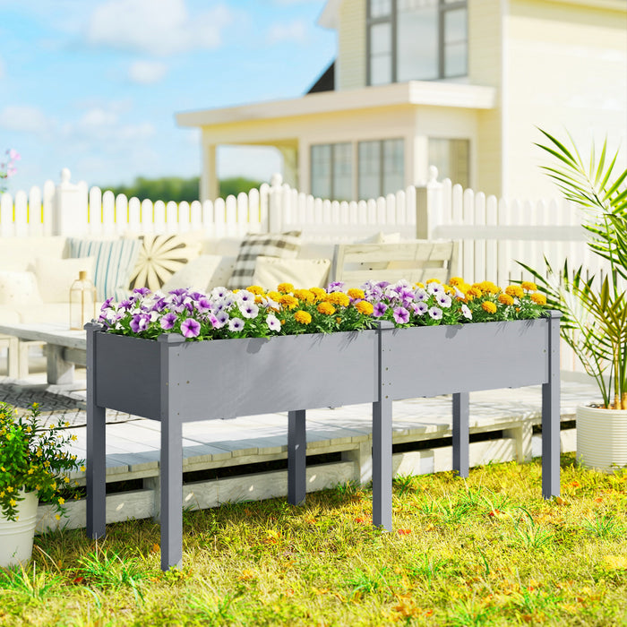 Outsunny 2-Tier Wooden Raised Garden Bed with Legs, 23.6\" x 9.8\" x 27.6\"