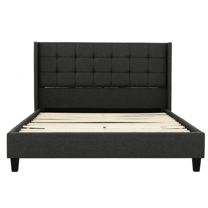 Wilder Grey Upholstered Wingback Platform Bed - Queen