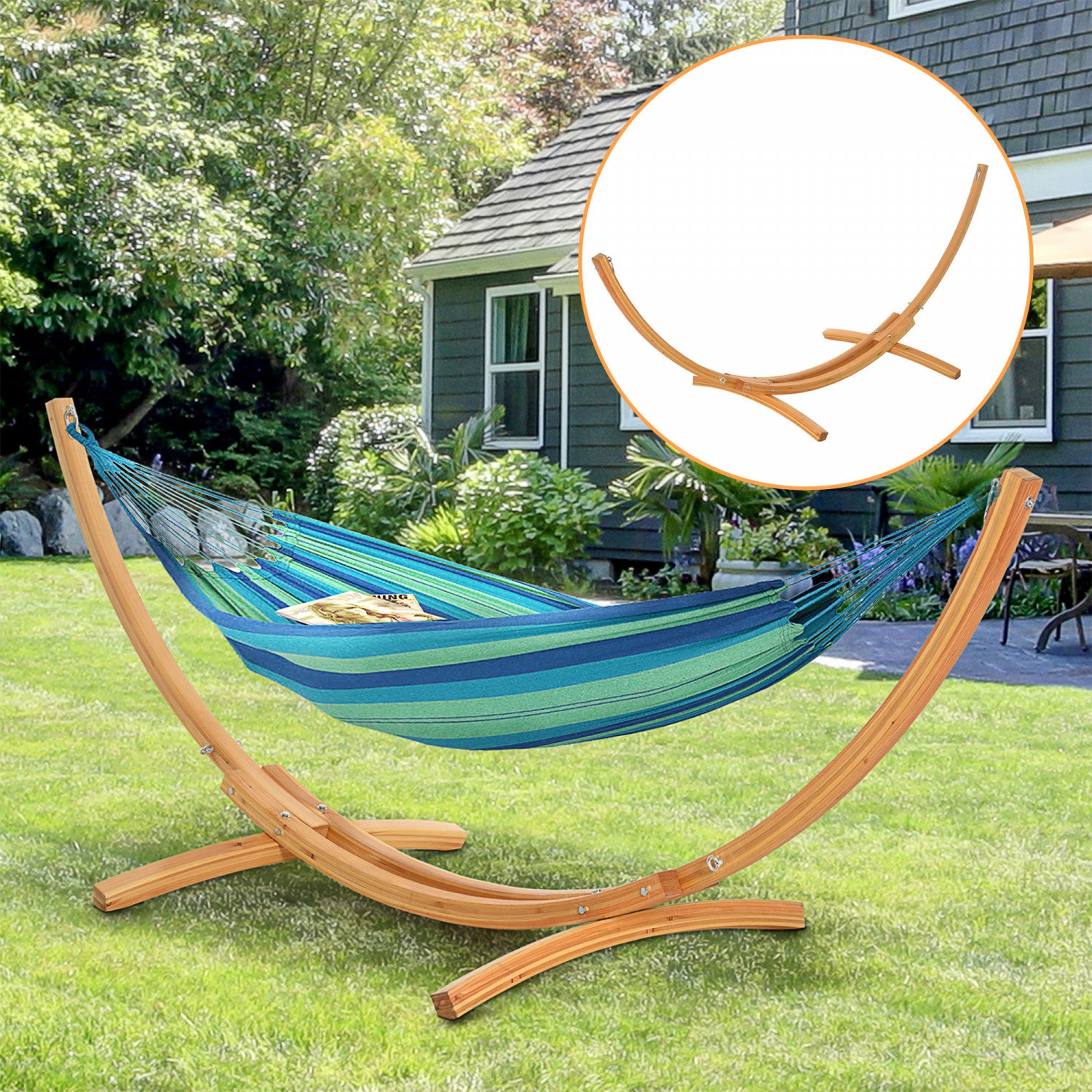 Amaca Para Adultos Wood Hammock Stand Only,Heavy Duty Weatherproof