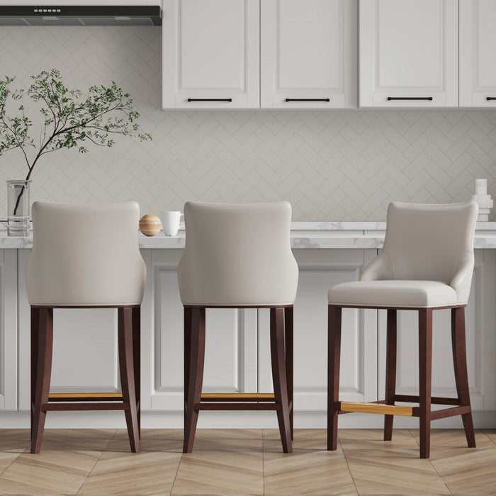Shubert Modern Wood Upholstered Barstool in Light Gray - Set of 3
