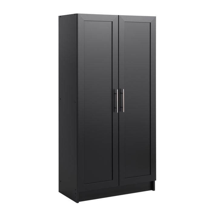 Elite Accent Storage Cabinet with Panel Doors & 3 Shelves - Black