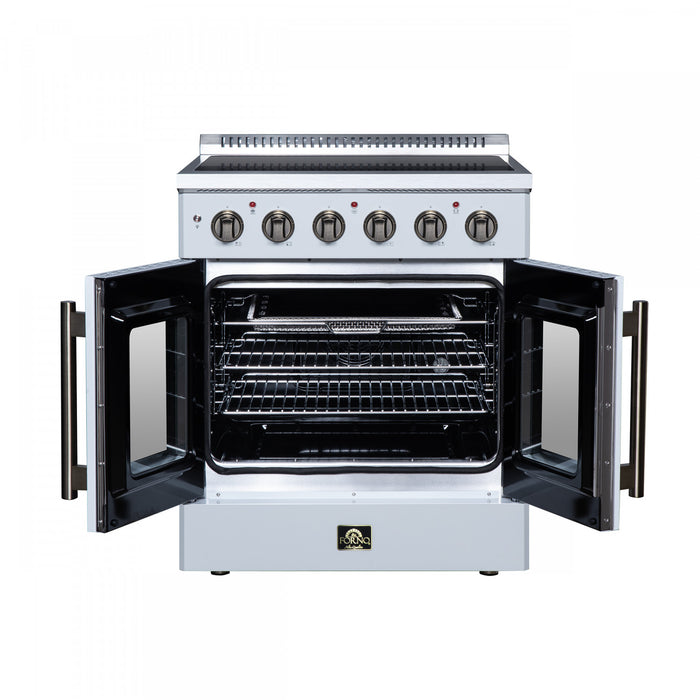 Galiano 30 Inch French Door Electric Range, 4 radiant burners, 4.32 cu.ft., White - FFSEL6917-30WHT