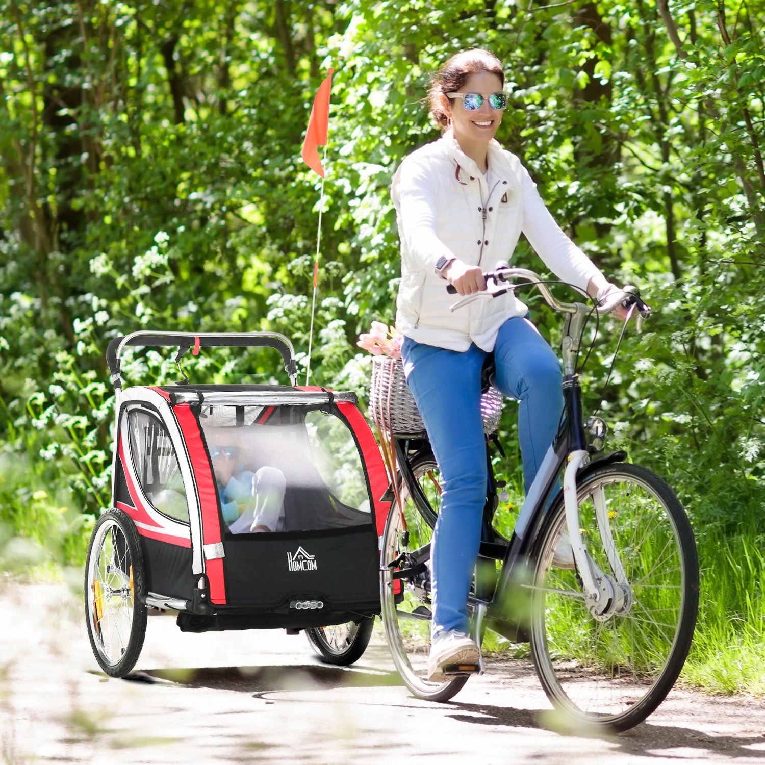 Aosom 2 in 1 Bike Trailer For Kids 2 Seater Baby Stroller With Bra. The Brick