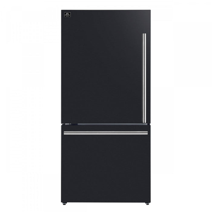 Forno Milano Espresso 31 Inch Bottom Freezer, Black, 17.2 cu.ft. - FFFFD1786-31BLK