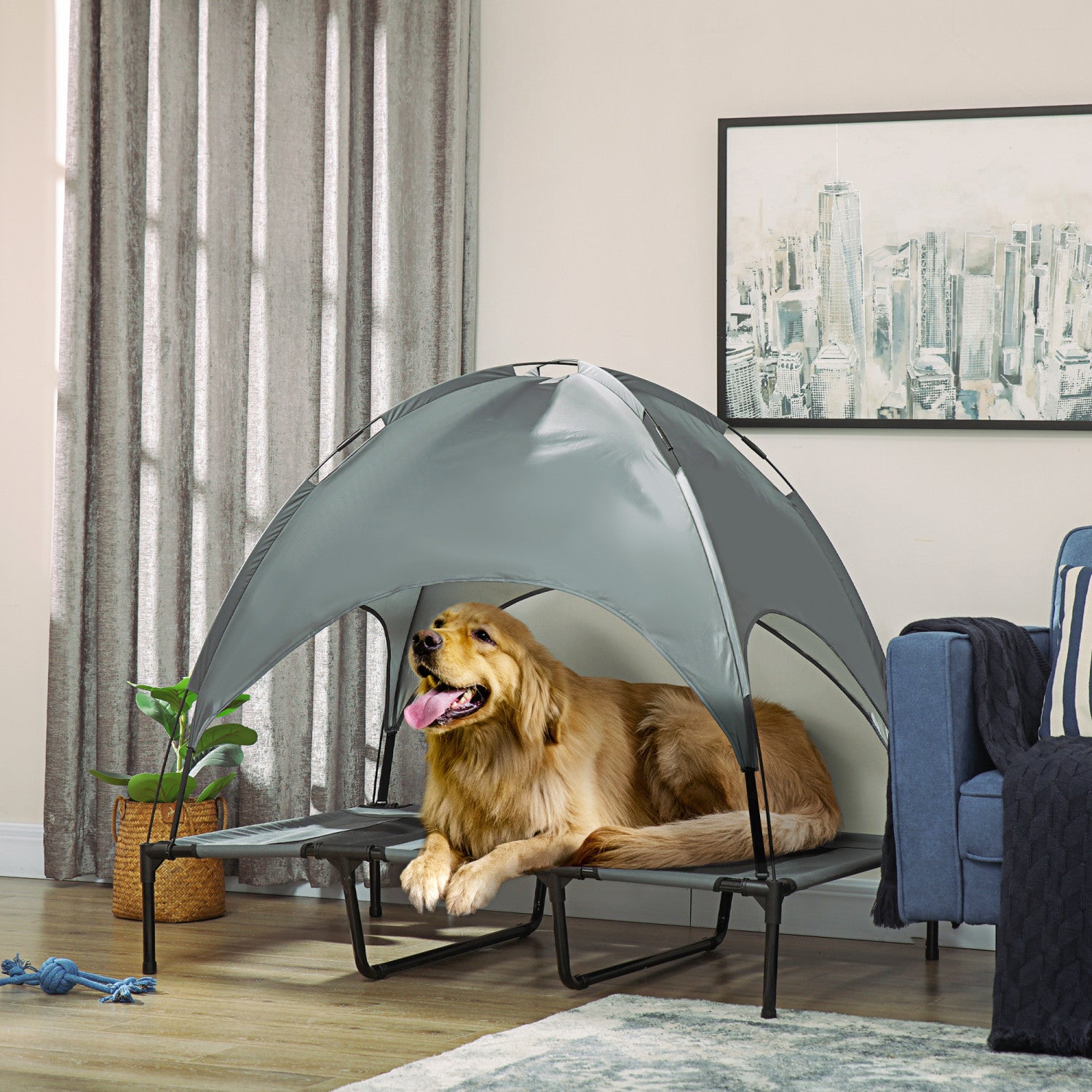 Elevated Dog Bed With Canopy, Outdoor Dog Cot With Removable Canopy Shade Tent Portable Raised Pet Cot Cooling Bed For Dogs And Cats Elevated Dog Bed With Canopy, Outdoor Dog Cot With Removable Canopy Shade Tent Portable Raised Pet Cot Cooling Bed For Dogs And Cats