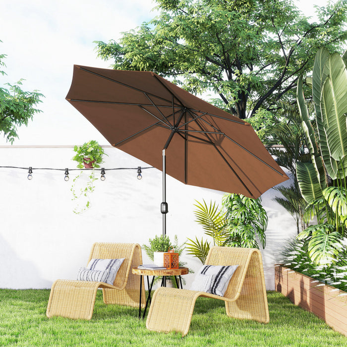 Outsunny 10' X 8' Round Market Umbrella For Garden, Bench, Lawn, Coffee