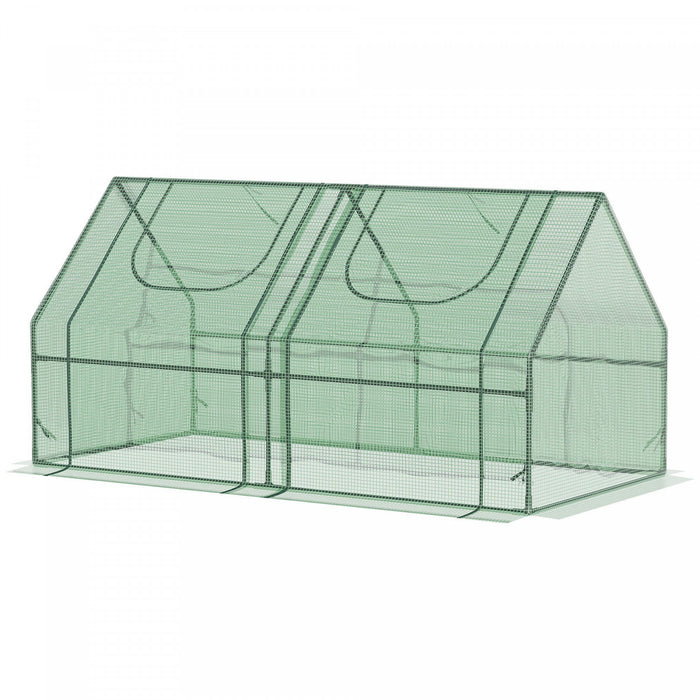 Outsunny 6' X 3' X 3' Mini Greenhouse With 2 Pe/plastic Covers, Dark Green