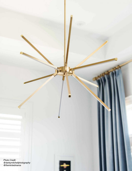 Dainolite Array LED Chandelier 60w Aged Brass White Acrylic Diffuser Lamp