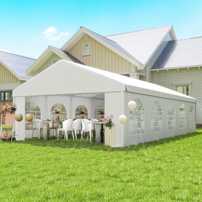 Outsunny 16'x32' Large Party Tent & Carport for Outdoor Events, White