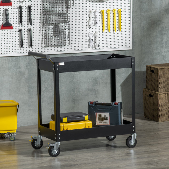 Durhand 2 Tier Rolling Tool Cart Steel Mobile Service Utility Cart