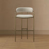Serene Mid-Century Modern Metal Upholstered Barstool in Alabaster | Tabouret de bar en metal rembourre style mid-century moderne, coloris albatre