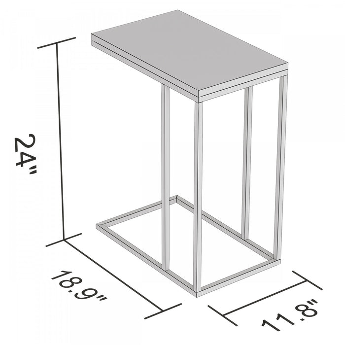 19” C-Shaped End Table With Metal Frame
