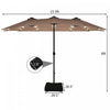 Costway 15Ft Patio Double-Sided Solar LED Market Umbrella Crank Base Tan