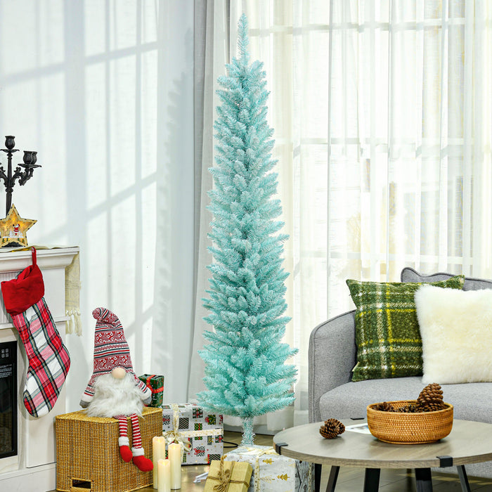 Homcom Slim Artificial Christmas Tree, Pencil Xmas Tree, Gradient Blue
