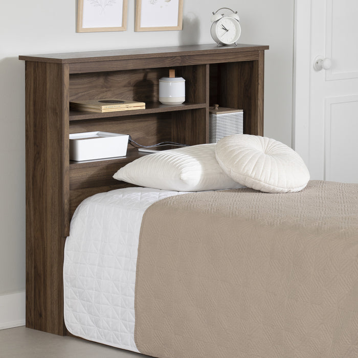 Yodi Bookcase Headboard - Natural Walnut