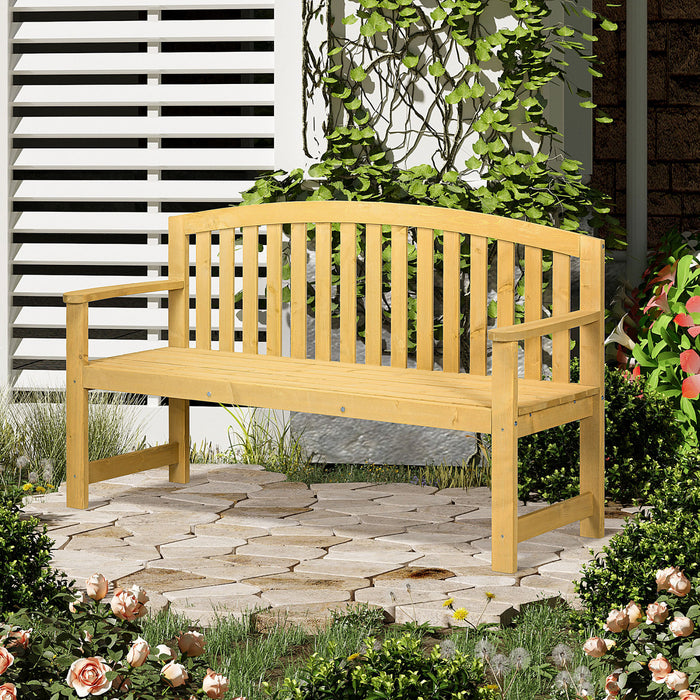 Outsunny 2 Seater Garden Bench With Slatted Design For Park Yard Outdoor
