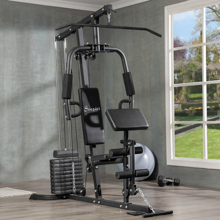 Soozier Multifunction Home Gym Machine With 99lbs Weight Stack, Full Body Workout