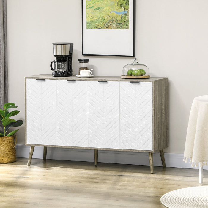 HOMCOM 47\" Sideboard, Buffet Cabinet with Adjustable Shelves, Grayish Brown