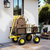Outsunny Heavy Duty Garden Cart, Steel Utility Wagon Cart with Removable Sides to Convert into Flatbed, 10" Wheels, 180° Rotating Handle, 440lbs Capacity, for Beach Lawn Yard