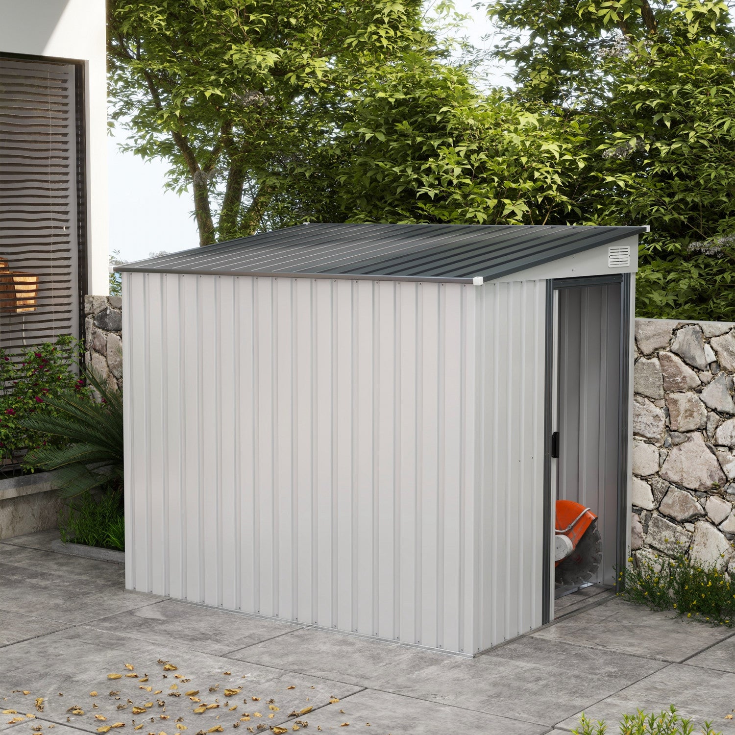 Lean To Outside Racking Outsunny 5 X 7ft Lean To Outdoor Storage Shed With Floor Foundation ...