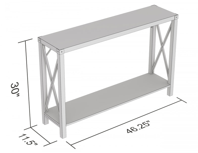 46” Console Table With 1 Shelf - Dark Taupe With Black Metal