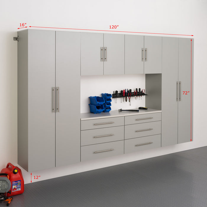 Hangups 120-inch 6-piece Garage Storage Cabinet Set I - Light Gray