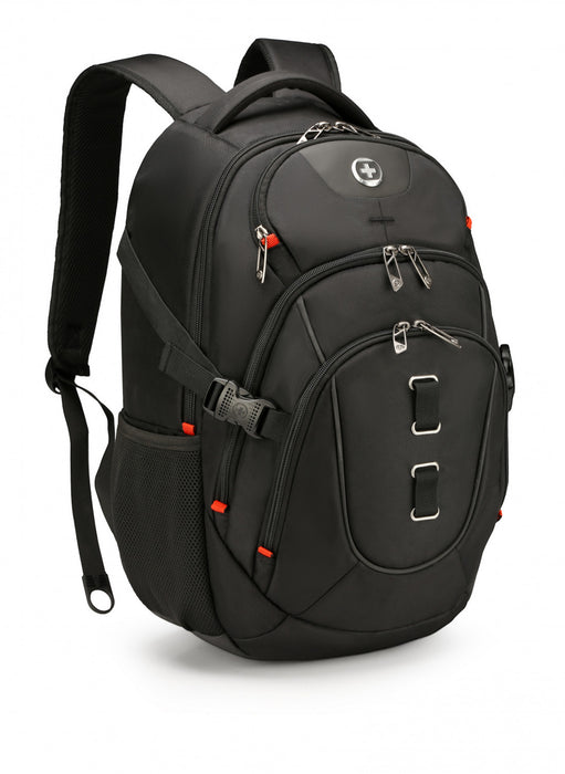 Swissdigital Meilen School Backpack – 17\" Laptop Bag, USB Charging, SDD Finder, RFID Protection, Add-A-Bag System, Travel-Ready