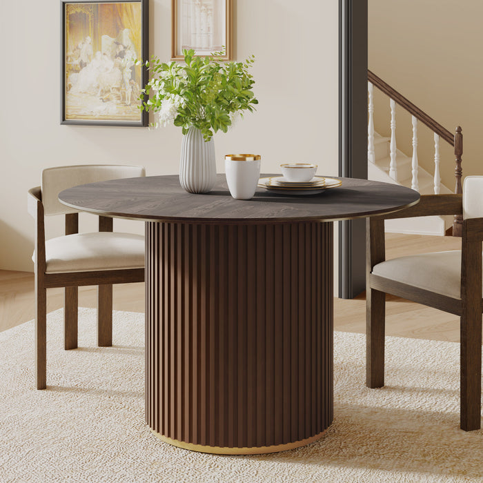 Cove 47.25\" Round Pedestal Dining Table for 4-5 People, Brown