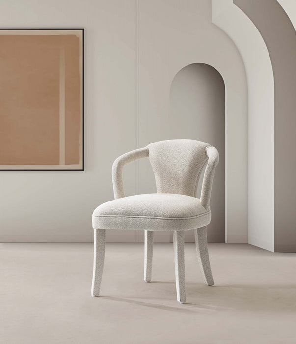 Palmer Mid-Century Modern Upholstered Tweed Armchair in Ivory Dining Chair