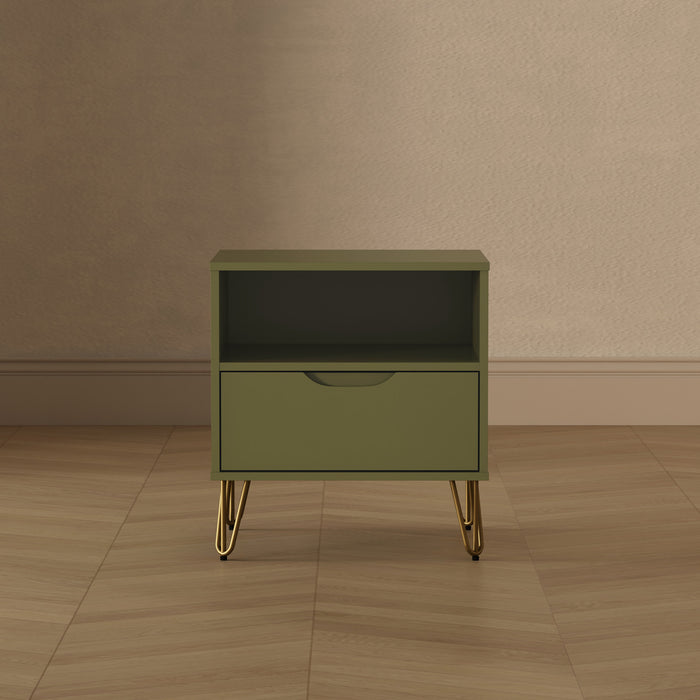 Rockefeller Mid-Century Modern 20\" Nightstand in Olive Green (1-Drawer)