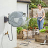 Outsunny Retractable Garden Hose Reel, 1/2" x 66ft Wall Mounted Hose Reel with Auto Retraction, Self-Locking, Slow Return System, 180° Swivel Bracket and 2 Patterns Nozzle